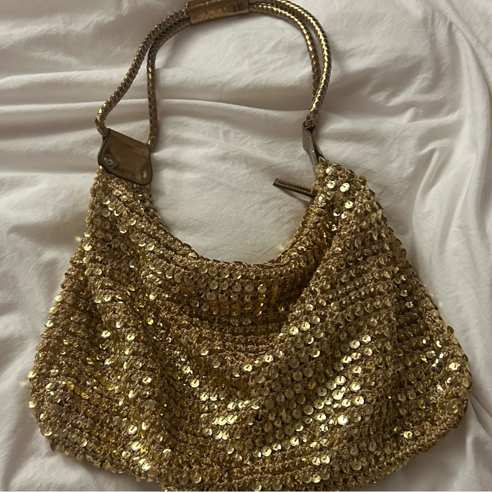 Gold Sequin Shoulder Bag - Women